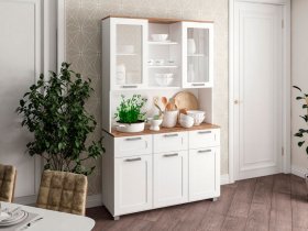 Буфет Катерини (дуб бельмунд/белое дерево) в Югорёноке - yugoryonok.mebel-nsk.ru | фото