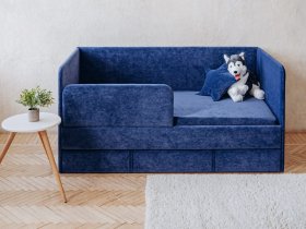 Диван-кровать Happy (синий) в Югорёноке - yugoryonok.mebel-nsk.ru | фото