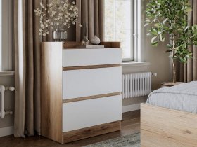 Комод 3 ящика Брауни (дуб делано/белый) в Югорёноке - yugoryonok.mebel-nsk.ru | фото
