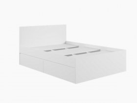 Кровать двуспальная с ящиками 1,4м Мадера-М1400 (белый) в Югорёноке - yugoryonok.mebel-nsk.ru | фото