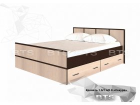 Кровать двуспальная с ящиками 1,4м Сакура (BTS) в Югорёноке - yugoryonok.mebel-nsk.ru | фото