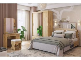 Модульная спальня Виктория-1 (дуб крафт золотой) в Югорёноке - yugoryonok.mebel-nsk.ru | фото