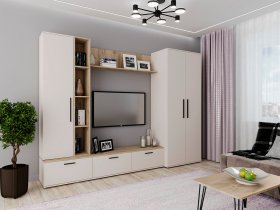 Модульная стенка Верона (сатин/дуб крафт серый) в Югорёноке - yugoryonok.mebel-nsk.ru | фото