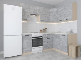 Модульная угловая кухня 1,4м*2,1м Лада (цемент) в Югорёноке - yugoryonok.mebel-nsk.ru | фото