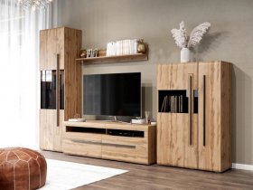 Модульная стенка Ницца (дуб вотан) в Югорёноке - yugoryonok.mebel-nsk.ru | фото
