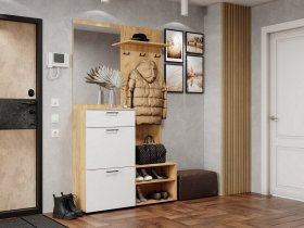 Прихожая Монтана (дуб крафт золотой/белый) в Югорёноке - yugoryonok.mebel-nsk.ru | фото