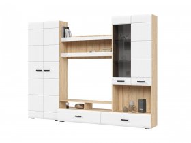 Стенка ГС-01 Либерти (дуб сонома/белый глянец) в Югорёноке - yugoryonok.mebel-nsk.ru | фото
