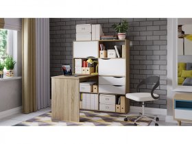 Стол письменный тип 7 (дуб сонома/белый ясень) в Югорёноке - yugoryonok.mebel-nsk.ru | фото