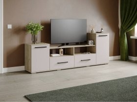 Тумба под ТВ Парус-2 (дуб крафт серый/кашемир) в Югорёноке - yugoryonok.mebel-nsk.ru | фото